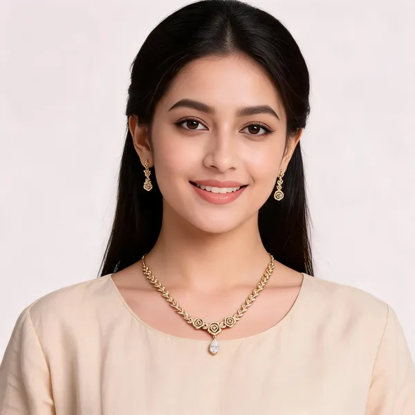 Gold_Metal_Alloy_Floral_Heart_Pendant_Necklace_Set_For_Women