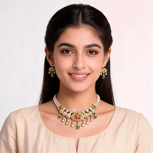 Gold_Metal_Alloy_Floral_Stone_Traditional_Necklace_Set_For_Women