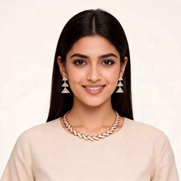 Gold_Metal_Alloy_Angular_Geometric_Linked_Necklace_Set_For_Women