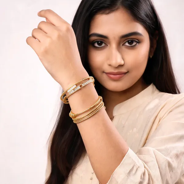 Gold_Metal_Alloy_Textured_Embellished_Stacked_Bangle_For_Women