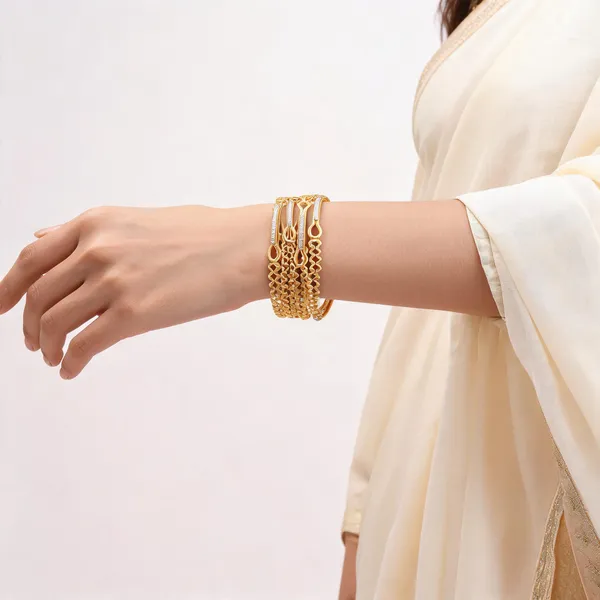 Gold_Metal_Alloy_Geometric_Textured_Stacked_Bangle_Set_For_Women