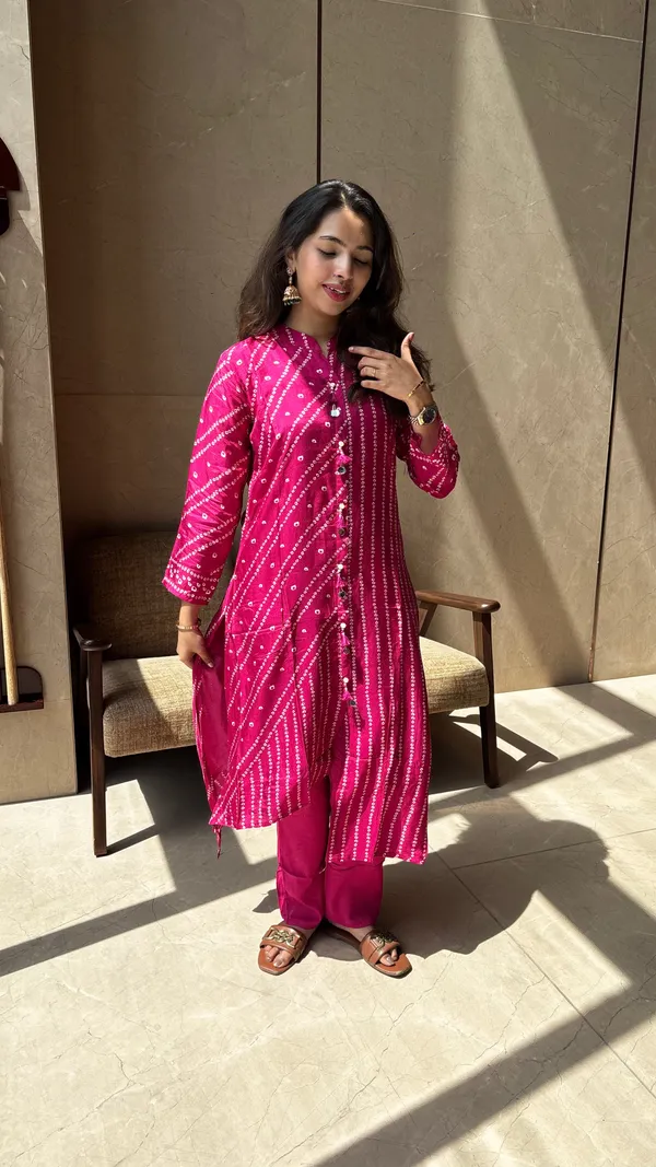 Pink_Bandhej_Casual_Wear