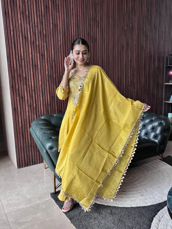 Yellow_Knee_Length_Suit_Set