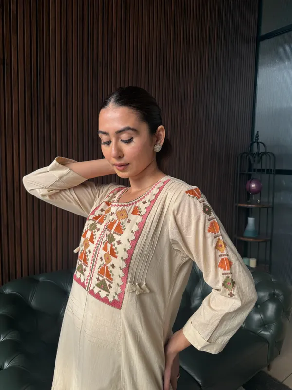 Beige_Embroidered_A_Line_Kurta_Set