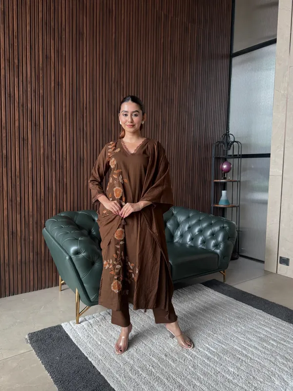 Brown_Embroidered_Kurta_Set