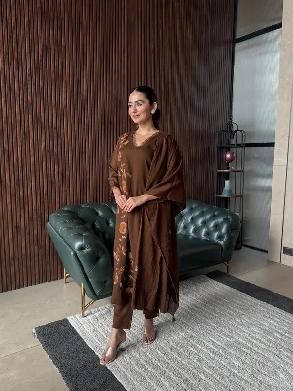 Brown_Embroidered_Kurta_Set