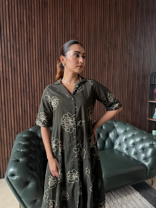 Olive_Floral_Shirt_Dress