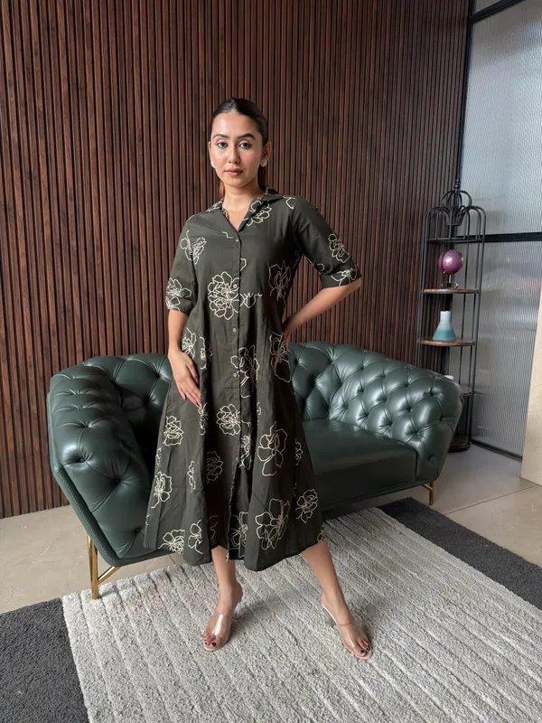 Olive_Floral_Shirt_Dress
