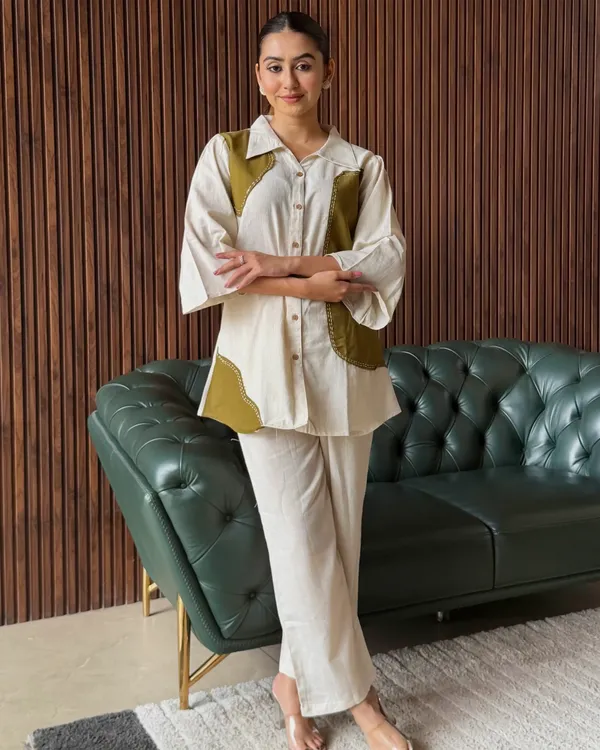 Ivory_And_Olive_Panel_Coord_Set