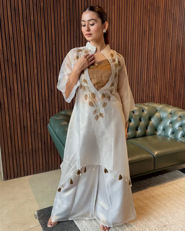 Ivory_Embroidered_Kurta_With_Sheer_Overlay_Set