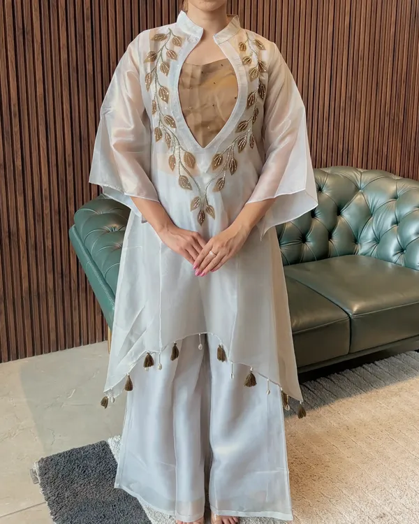 Ivory_Embroidered_Kurta_With_Sheer_Overlay_Set