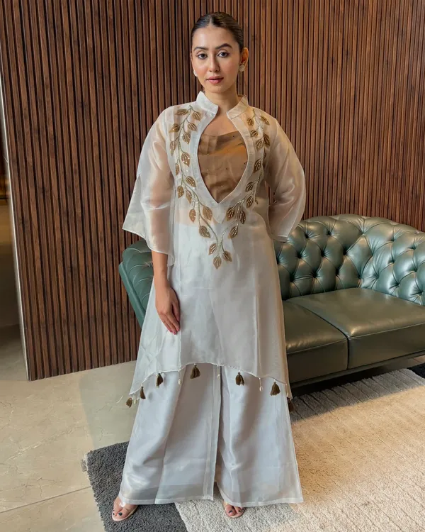 Ivory_Embroidered_Kurta_With_Sheer_Overlay_Set