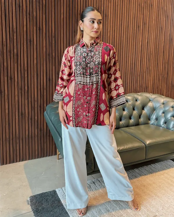 Rust_Ethnic_Printed_Top