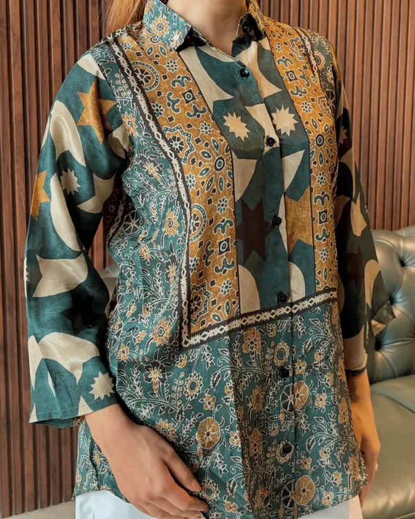 Green_Abstract_Printed_Tunic