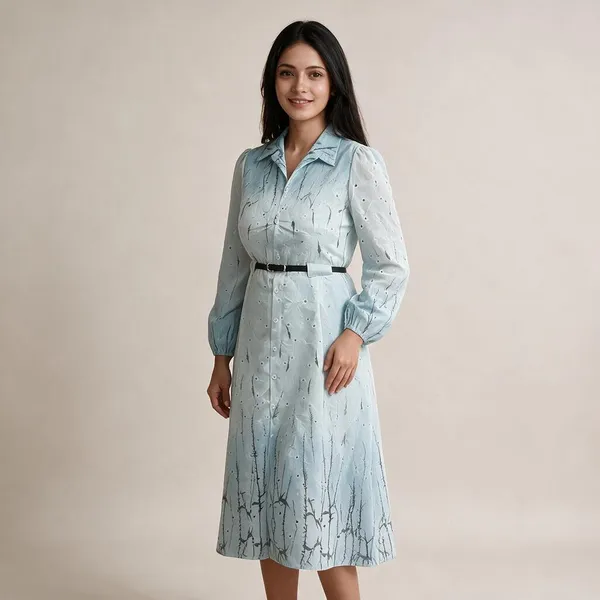 Light_Blue_Cotton_Relaxed_Embroidered_Belted_Midi_Dress_For_Women