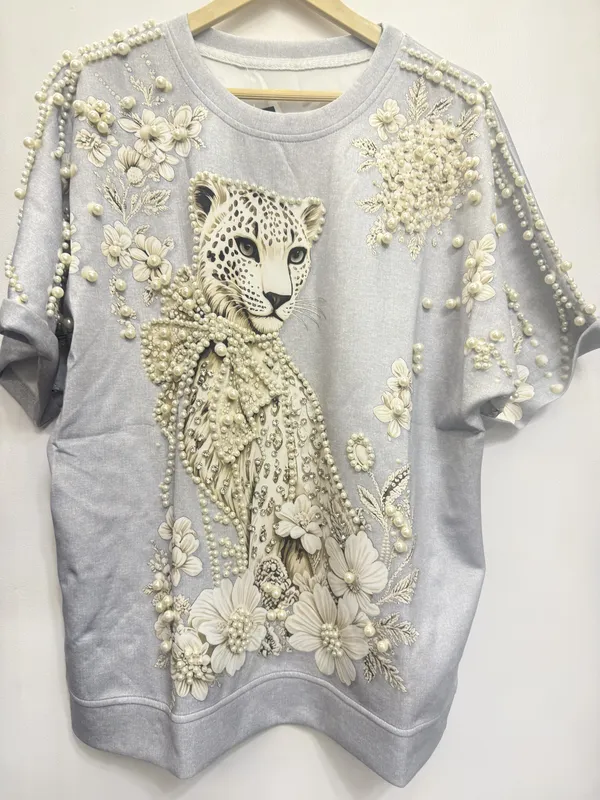 Grey_Embellished_Short_Sleeve_T-Shirt_for_Women