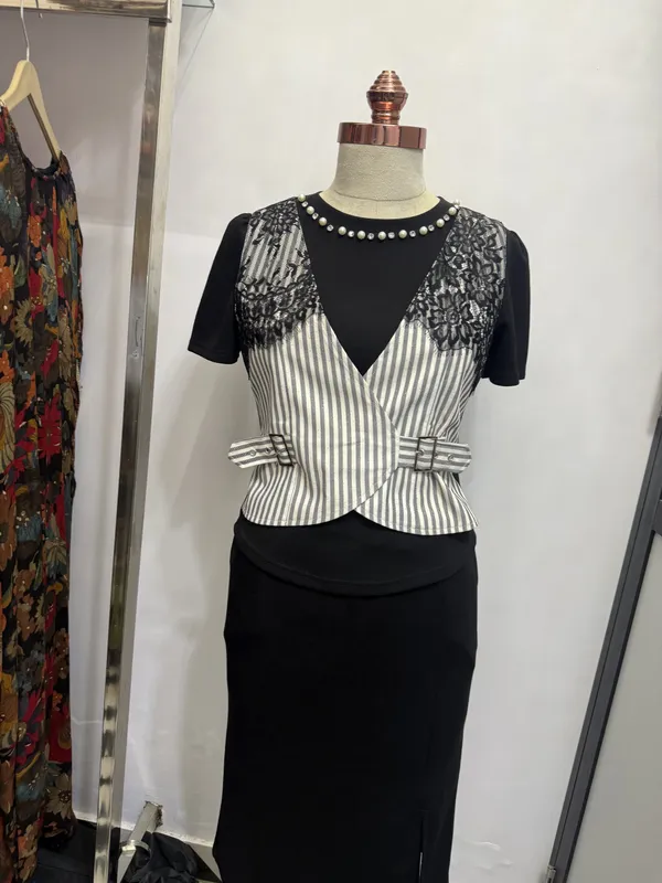 Black_Striped_Embellished_Peplum_Top_for_Women