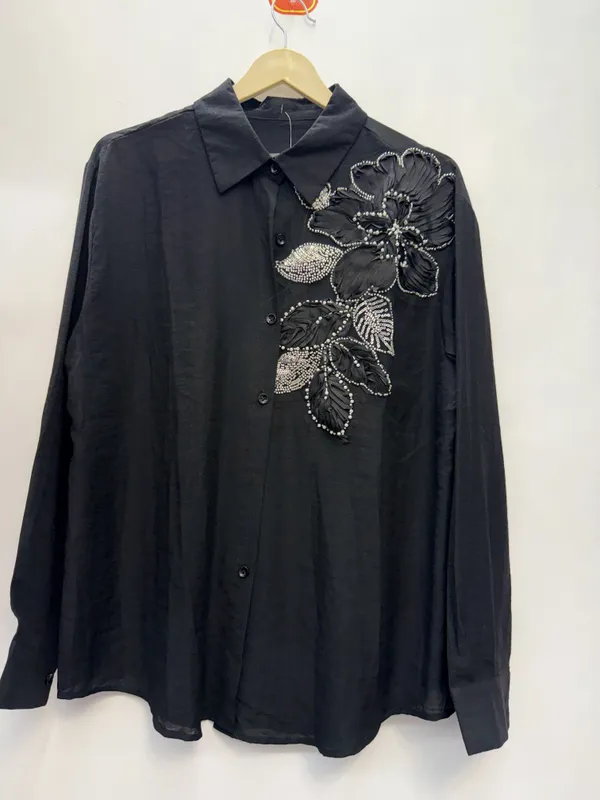 Black_Embellished_Long_Sleeve_Shirt_for_Women