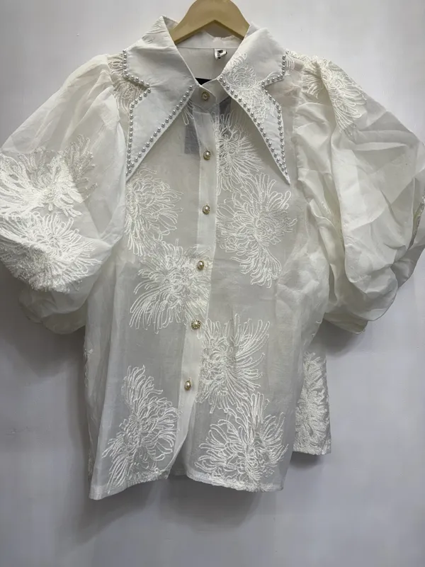 White_Embroidered_Puff_Sleeve_Shirt_for_Women