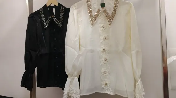 White_Embellished_Button_Down_Shirt_for_Women