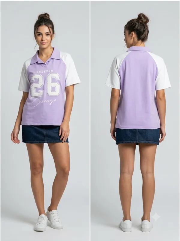 Lavender_Colorblock_Polo_T-Shirt_for_Women