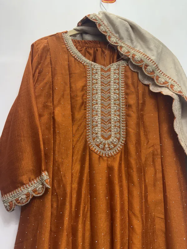 Brown_Embroidered_Straight_Kurta_Set_With_Dupatta_For_Women