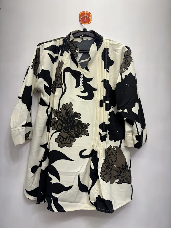 Cream_Floral_Print_Collared_Kurta_for_Women