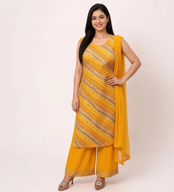 Mustard_Cotton-Rayon_Straight_Printed_Kurta_Set_For_Women