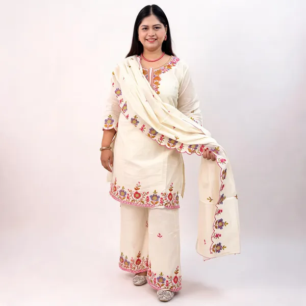 Cream_Pure_Cotton_Straight_Floral_Embroidered_Salwar_Suit_Set_For_Women