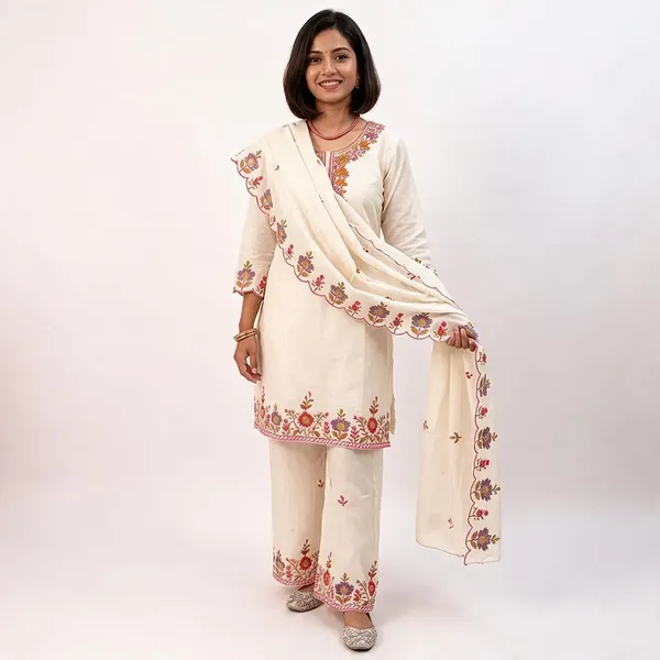 Cream_Pure_Cotton_Straight_Floral_Embroidered_Salwar_Suit_Set_For_Women