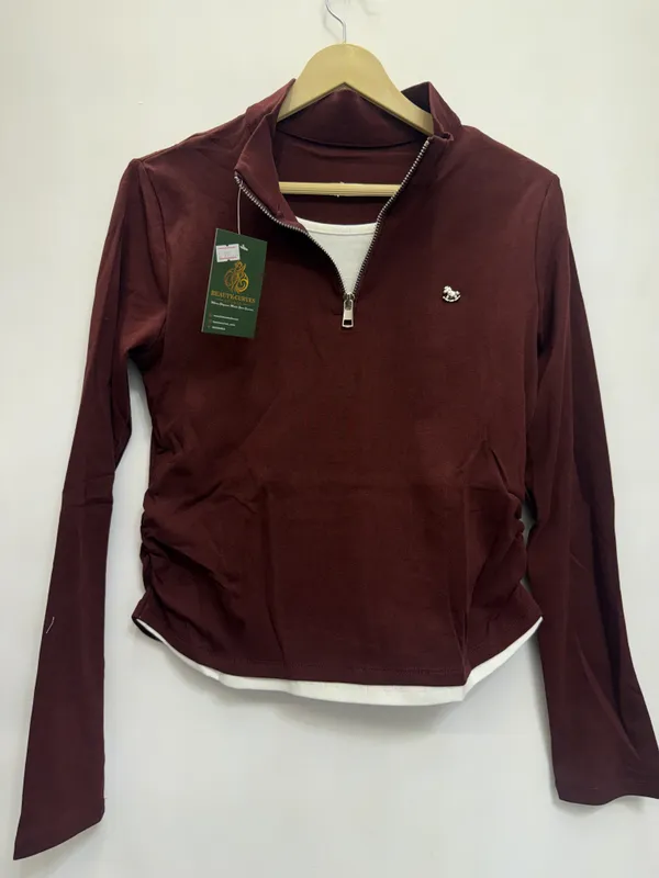 Maroon_Quarter_Zip_Pullover_Top_for_Women