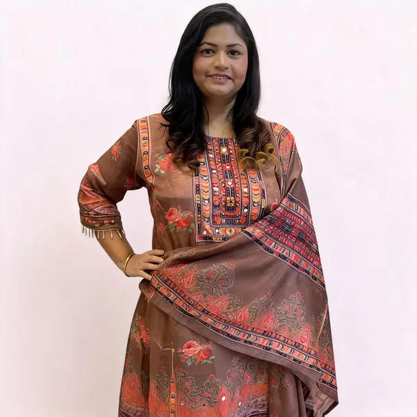Brown_Organza_Straight_Printed_Suit_Set_For_Women