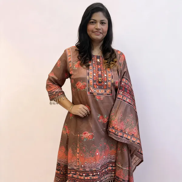 Brown_Organza_Straight_Printed_Suit_Set_For_Women