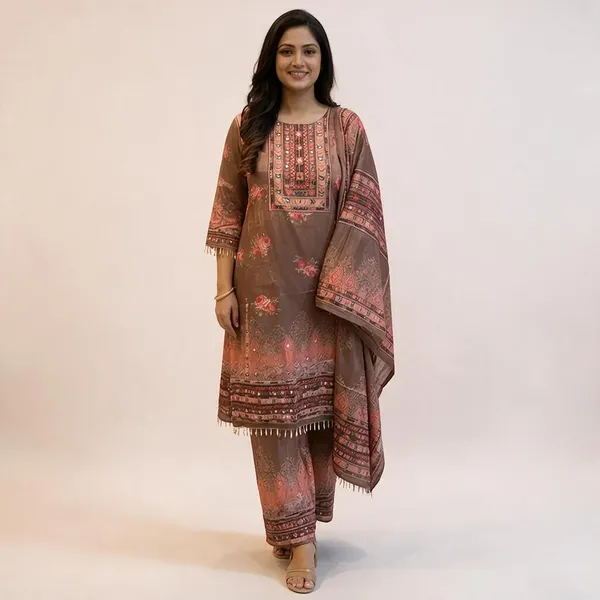 Brown_Organza_Straight_Printed_Suit_Set_For_Women