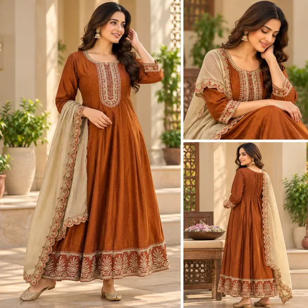 Brown_Embroidered_Straight_Kurta_Set_With_Dupatta_For_Women