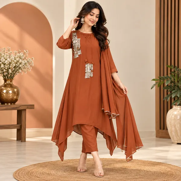 Rust_Embellished_Asymmetric_Dress_for_Women