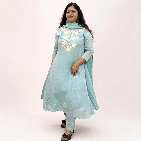 Light_Blue_Cotton-Poly_Straight_Embroidered_Kurta_Set_For_Women
