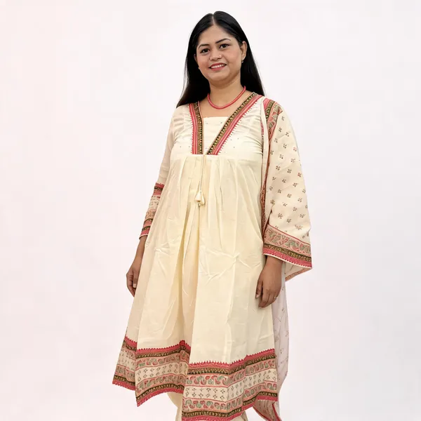 Cream_Pure_Cotton_A-Line_Printed_Ethnic_Dress_For_Women