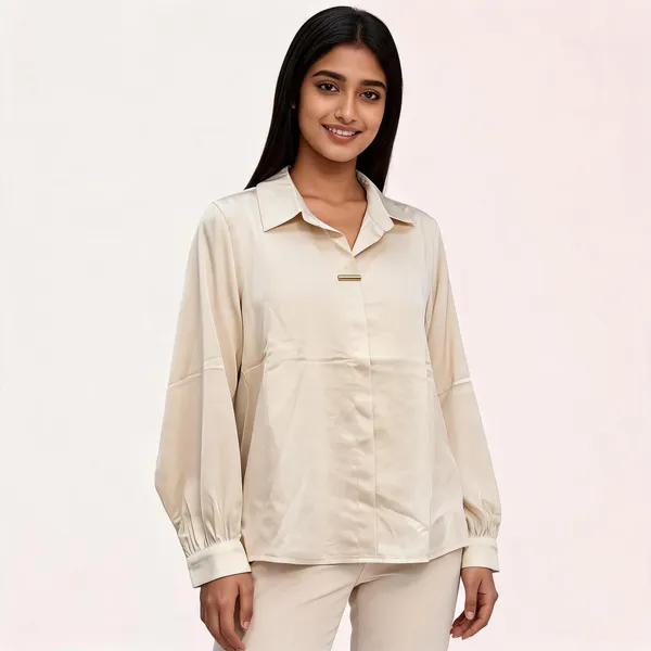 Cream_Rayon_Satin_Finish_Regular_Fit_Shirt_For_Women
