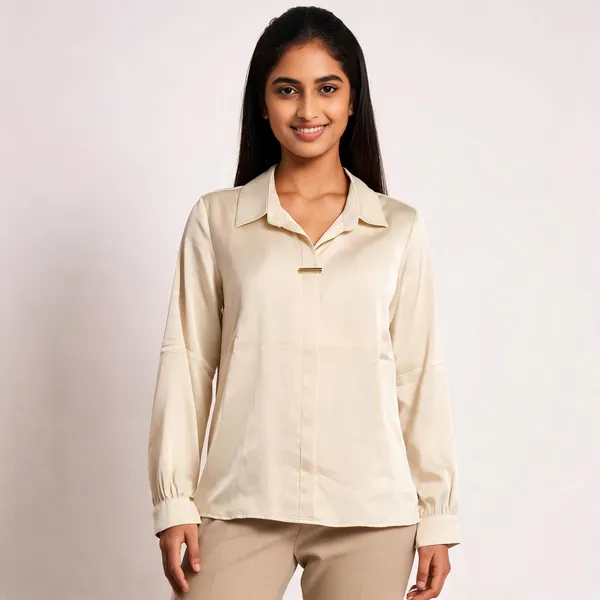 Cream_Rayon_Satin_Finish_Regular_Fit_Shirt_For_Women