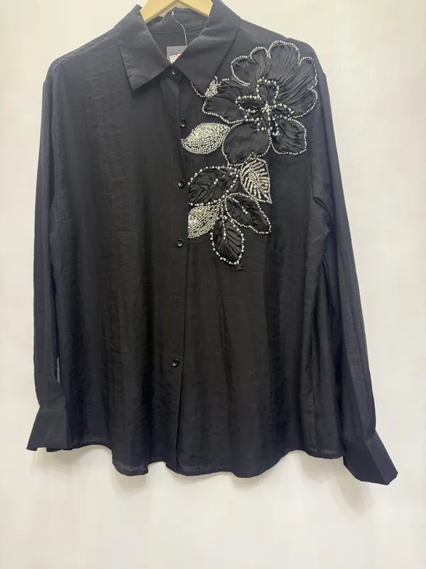 Black_Embellished_Button_Down_Shirt_for_Women