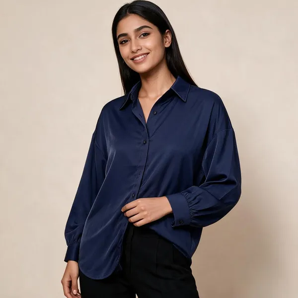 Navy_Blue_Crepe_Formal_Full_Sleeve_Shirt_For_Women