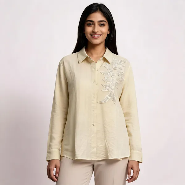 Cream_Cotton_Embroidered_Regular_Fit_Shirt_For_Women