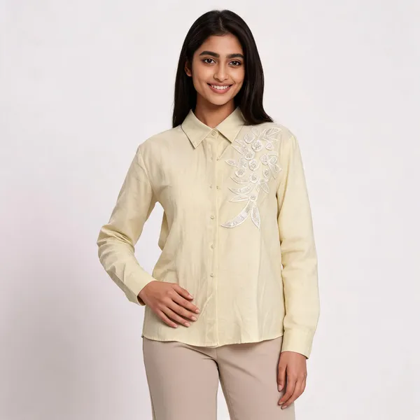 Cream_Cotton_Embroidered_Regular_Fit_Shirt_For_Women