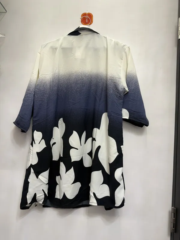 White_And_Navy_Gradient_Floral_Long_Shrug_for_Women
