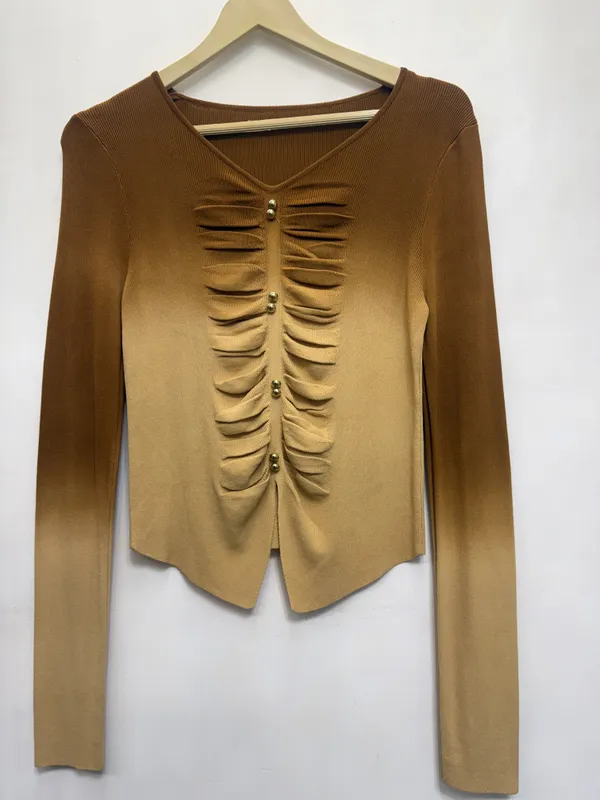 Brown_Ruched_Fitted_Top_for_Women