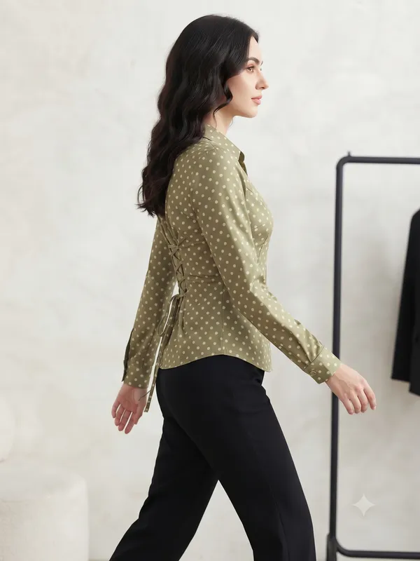 Vintage_Chic_Lace-Up_Back_Shirt_in_Olive