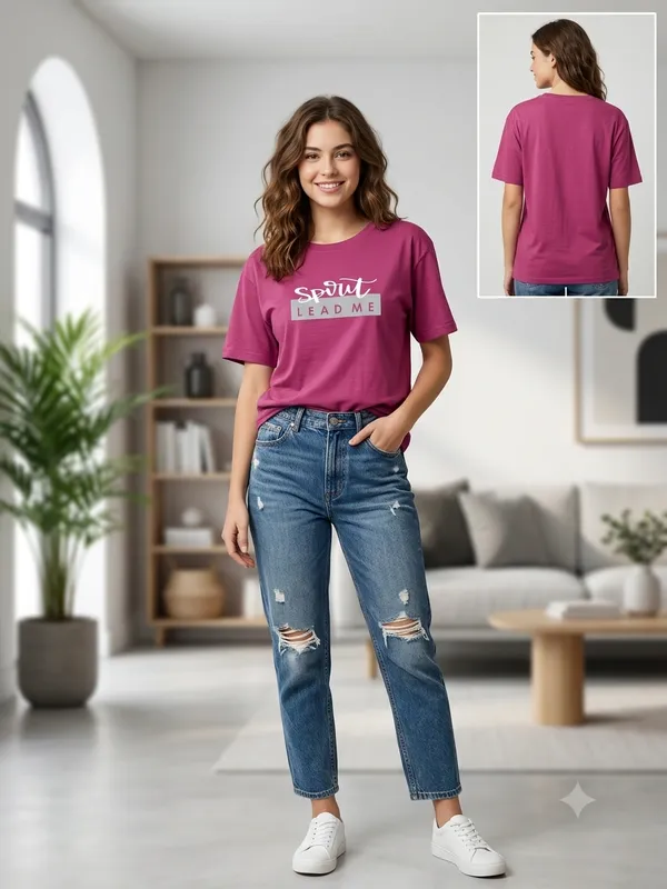 Magenta_Casual_Fit_T-Shirt_for_Women