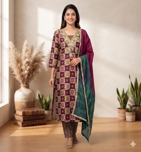 Wine_&_Beige_Block_Print_Embroidered_Ethnic_Suit_Set