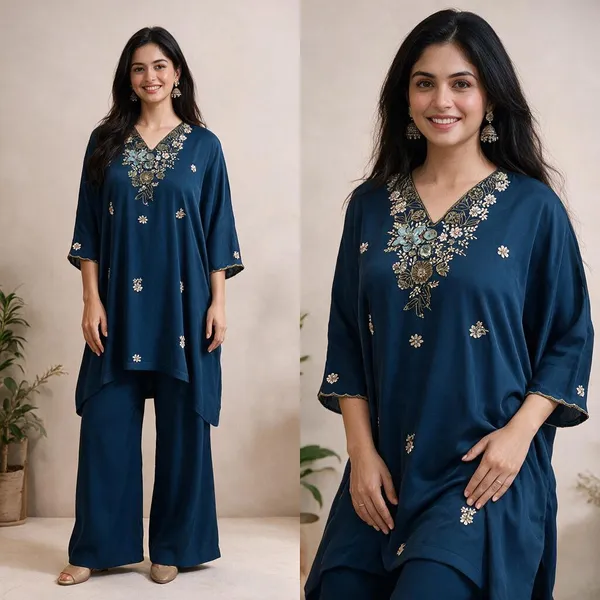 Navy_Blue_Viscose_Silk_Embroidered_Kurta_Set_For_Women